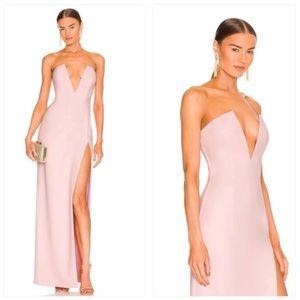 Katie May blush pink deep V wedding guest dress